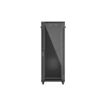 Lanberg FF01-6832-12B 19 32U SZÉL:600mm MÉLY:800mm MAG:1603mm lapraszerelt üvegajtós fekete álló rack szekrény