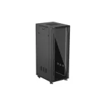 Lanberg FF01-6832-12B 19 32U SZÉL:600mm MÉLY:800mm MAG:1603mm lapraszerelt üvegajtós fekete álló rack szekrény