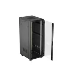 Lanberg FF01-6832-12B 19 32U SZÉL:600mm MÉLY:800mm MAG:1603mm lapraszerelt üvegajtós fekete álló rack szekrény