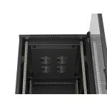 Lanberg FF01-6832-12B 19 32U SZÉL:600mm MÉLY:800mm MAG:1603mm lapraszerelt üvegajtós fekete álló rack szekrény