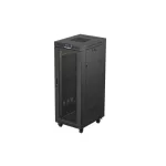 Lanberg FF01-6832-23BL 19 32U SZÉL:600mm MÉLY:800mm MAG:1676mm lapraszerelt LCD hálós fémajtós fekete álló rack szekrény