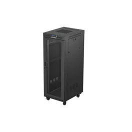  Lanberg FF01-6832-23BL 19 32U SZÉL:600mm MÉLY:800mm MAG:1676mm lapraszerelt LCD hálós fémajtós fekete álló rack szekrény