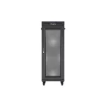 Lanberg FF01-6832-23BL 19 32U SZÉL:600mm MÉLY:800mm MAG:1676mm lapraszerelt LCD hálós fémajtós fekete álló rack szekrény