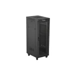 Lanberg FF01-6832-23BL 19 32U SZÉL:600mm MÉLY:800mm MAG:1676mm lapraszerelt LCD hálós fémajtós fekete álló rack szekrény