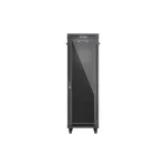 Lanberg FF01-6837-12BL 19 37U SZÉL:600mm MÉLY:800mm MAG:1900mm lapraszerelt LCD üvegajtós fekete álló rack szekrény