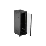 Lanberg FF01-6837-12BL 19 37U SZÉL:600mm MÉLY:800mm MAG:1900mm lapraszerelt LCD üvegajtós fekete álló rack szekrény