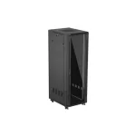 Lanberg FF01-6837-12B 19 37U SZÉL:600mm MÉLY:800mm MAG:1826mm lapraszerelt üvegajtós fekete álló rack szekrény