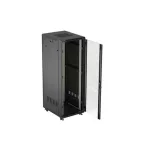Lanberg FF01-6837-12B 19 37U SZÉL:600mm MÉLY:800mm MAG:1826mm lapraszerelt üvegajtós fekete álló rack szekrény