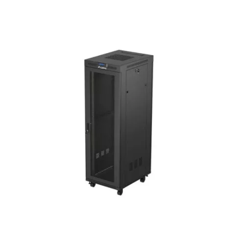 Lanberg FF01-6837-23BL 19 37U SZÉL:600mm MÉLY:800mm MAG:1900mm lapraszerelt LCD hálós fémajtós fekete álló rack szekrény