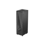 Lanberg FF01-6842-12B 19 42U SZÉL:600mm MÉLY:800mm MAG:2047mm lapraszerelt üvegajtós fekete álló rack szekrény