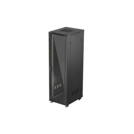   Lanberg FF01-6842-12B 19 42U SZÉL:600mm MÉLY:800mm MAG:2047mm lapraszerelt üvegajtós fekete álló rack szekrény