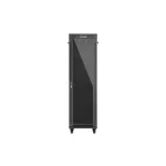 Lanberg FF01-6842-12BL 19 42U SZÉL:600mm MÉLY:800mm MAG:2097mm lapraszerelt LCD üvegajtós fekete álló rack szekrény