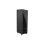 Lanberg FF01-6842-12BL 19 42U SZÉL:600mm MÉLY:800mm MAG:2097mm lapraszerelt LCD üvegajtós fekete álló rack szekrény