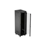 Lanberg FF01-6842-12BL 19 42U SZÉL:600mm MÉLY:800mm MAG:2097mm lapraszerelt LCD üvegajtós fekete álló rack szekrény