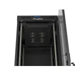 Lanberg FF01-6842-12BL 19 42U SZÉL:600mm MÉLY:800mm MAG:2097mm lapraszerelt LCD üvegajtós fekete álló rack szekrény