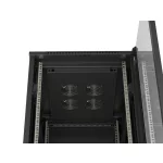 Lanberg FF01-6842-12B 19 42U SZÉL:600mm MÉLY:800mm MAG:2047mm lapraszerelt üvegajtós fekete álló rack szekrény