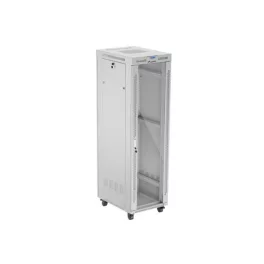   Lanberg FF01-6842-12SL 19 42U SZÉL:600mm MÉLY:800mm MAG:2121mm lapraszerelt LCD üvegajtós szürke álló rack szekrény