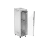Lanberg FF01-6842-12SL 19 42U SZÉL:600mm MÉLY:800mm MAG:2121mm lapraszerelt LCD üvegajtós szürke álló rack szekrény