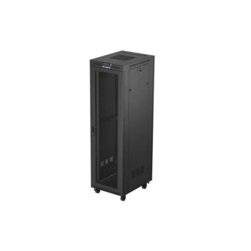 Lanberg FF01-6842-23BL 19 42U SZÉL:600mm MÉLY:800mm MAG:2127mm lapraszerelt LCD hálós fémajtós fekete álló rack szekrény
