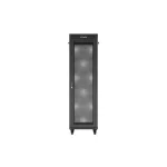 Lanberg FF01-6842-23BL 19 42U SZÉL:600mm MÉLY:800mm MAG:2127mm lapraszerelt LCD hálós fémajtós fekete álló rack szekrény