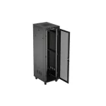 Lanberg FF01-6842-23BL 19 42U SZÉL:600mm MÉLY:800mm MAG:2127mm lapraszerelt LCD hálós fémajtós fekete álló rack szekrény