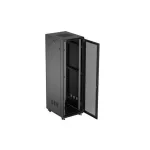 Lanberg FF01-6842-23B 19 42U SZÉL:600mm MÉLY:800mm MAG:2047mm lapraszerelt hálós fémajtós fekete álló rack szekrény