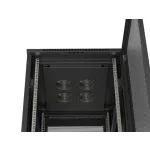 Lanberg FF01-6842-23B 19 42U SZÉL:600mm MÉLY:800mm MAG:2047mm lapraszerelt hálós fémajtós fekete álló rack szekrény