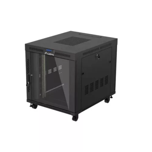 Lanberg FF01-8015-12BL 19 15U SZÉL:800mm MÉLY:1000mm MAG:928mm lapraszerelt LCD üvegajtós fekete szerver szekrény