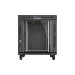 Lanberg FF01-8015-12BL 19 15U SZÉL:800mm MÉLY:1000mm MAG:928mm lapraszerelt LCD üvegajtós fekete szerver szekrény