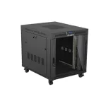 Lanberg FF01-8015-12BL 19 15U SZÉL:800mm MÉLY:1000mm MAG:928mm lapraszerelt LCD üvegajtós fekete szerver szekrény