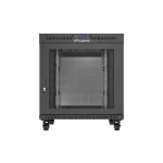 Lanberg FF01-8015-23BL 19 15U SZÉL:800mm MÉLY:1000mm MAG:928mm lapraszerelt LCD halós fémajtós fekete szerver szekrény