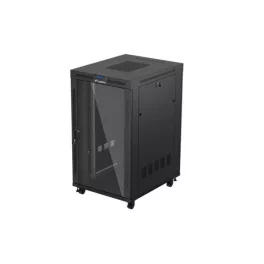   Lanberg FF01-8027-12BL 19 27U SZÉL:800mm MÉLY:1000mm MAG:1461mm lapraszerelt LCD üvegajtós fekete szerver szekrény