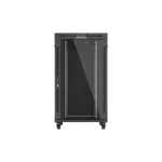 Lanberg FF01-8027-12BL 19 27U SZÉL:800mm MÉLY:1000mm MAG:1461mm lapraszerelt LCD üvegajtós fekete szerver szekrény