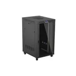 Lanberg FF01-8027-12BL 19 27U SZÉL:800mm MÉLY:1000mm MAG:1461mm lapraszerelt LCD üvegajtós fekete szerver szekrény