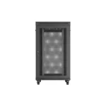 Lanberg FF01-8027-23BL 19 27U SZÉL:800mm MÉLY:1000mm MAG:1461mm lapraszerelt LCD hálós fémajtós fekete szerver szekrény