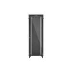 Lanberg FF01-8047-12BL 19 47U SZÉL:800mm MÉLY:1000mm MAG:2344mm lapraszerelt LCD üvegajtós fekete szerver szekrény