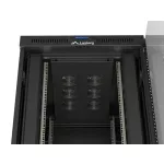 Lanberg FF01-8047-12BL 19 47U SZÉL:800mm MÉLY:1000mm MAG:2344mm lapraszerelt LCD üvegajtós fekete szerver szekrény