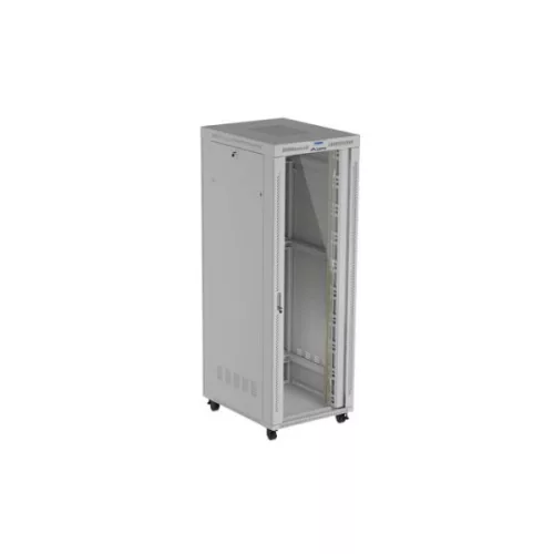 Lanberg FF01-8047-12SL 19 47U SZÉL:800mm MÉLY:1000mm MAG:2343mm lapraszerelt LCD üvegajtós szürke szerver szekrény