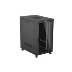Lanberg FF01-8227-12BL 19 27U SZÉL:800mm MÉLY:1200mm MAG:1456mm lapraszerelt LCD üvegajtós fekete szerver szekrény