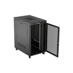 Lanberg FF01-8227-23BL 19 27U SZÉL:800mm MÉLY:1200mm MAG:1456 lapraszerelt LCD hálós fémajtós fekete szerver szekrény