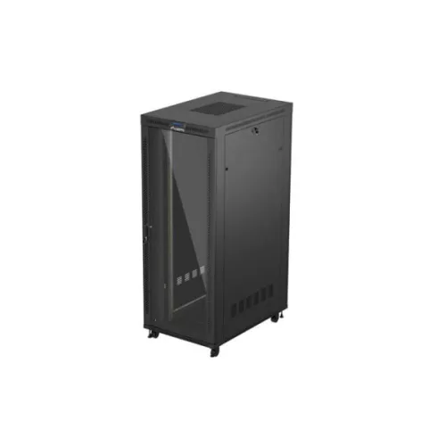 Lanberg FF01-8242-12BL 19 42U SZÉL:800mm MÉLY:1200mm MAG:2127mm lapraszerelt LCD üvegajtós fekete szerver szekrény