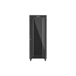 Lanberg FF01-8242-12BL 19 42U SZÉL:800mm MÉLY:1200mm MAG:2127mm lapraszerelt LCD üvegajtós fekete szerver szekrény