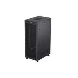   Lanberg FF01-8242-23BL 19" 42U SZÉL:800mm MÉLY:1200mm MAG:2127mm lapraszerelt LCD hálós fémajtós fekete álló rack szekrény