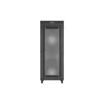 Lanberg FF01-8242-23BL 19" 42U SZÉL:800mm MÉLY:1200mm MAG:2127mm lapraszerelt LCD hálós fémajtós fekete álló rack szekrény