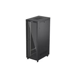   Lanberg FF01-8247-12BL 19 47U SZÉL:800mm MÉLY:1200mm MAG:2350mm lapraszerelt LCD üvegajtós fekete szerver szekrény