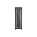 Lanberg FF01-8247-12BL 19 47U SZÉL:800mm MÉLY:1200mm MAG:2350mm lapraszerelt LCD üvegajtós fekete szerver szekrény