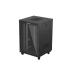 Lanberg FF01-8822-12BL 19 22U SZÉL:800mm MÉLY:800mm MAG:1239mm lapraszerelt LCD üvegajtós fekete álló rack szekrény
