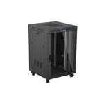 Lanberg FF01-8822-12BL 19 22U SZÉL:800mm MÉLY:800mm MAG:1239mm lapraszerelt LCD üvegajtós fekete álló rack szekrény