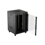 Lanberg FF01-8822-12BL 19 22U SZÉL:800mm MÉLY:800mm MAG:1239mm lapraszerelt LCD üvegajtós fekete álló rack szekrény