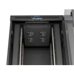 Lanberg FF01-8822-12BL 19 22U SZÉL:800mm MÉLY:800mm MAG:1239mm lapraszerelt LCD üvegajtós fekete álló rack szekrény